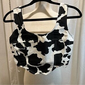 Lone Star Cow Print Black and White Crop Top